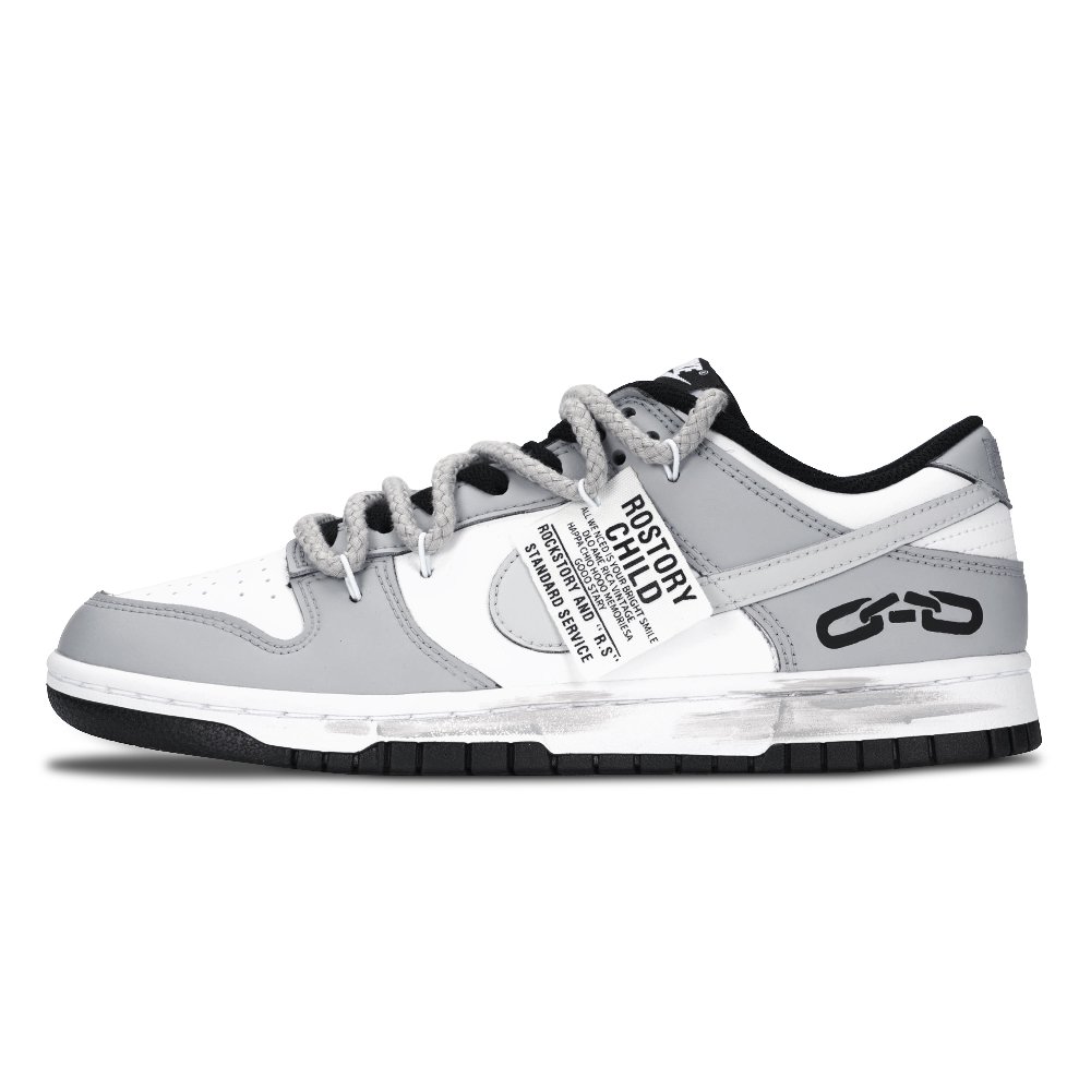 Nike Dunk Unlock The Shackles Anti Slip Wear Resistant Low Top Skateboard Shoes Unisex Gray White
