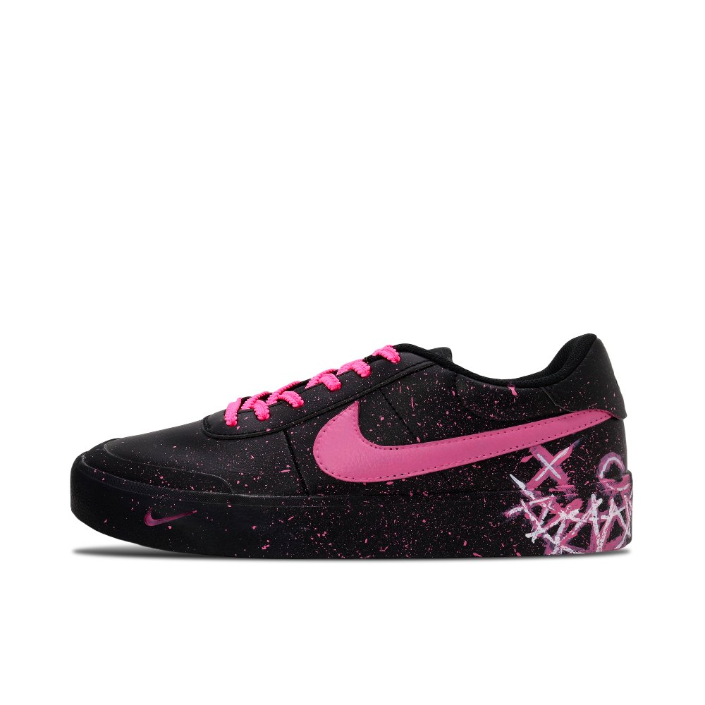 Nike Court Shot Major Repair Card, Magenta Knight Abrasion Resistant Low Top Skateboard Shoes Men's Black Pink
