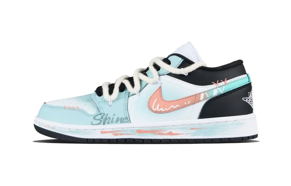 Jordan Air Jordan 1 Mint Star Low top Vintage Basketball Shoes Unisex Blue
