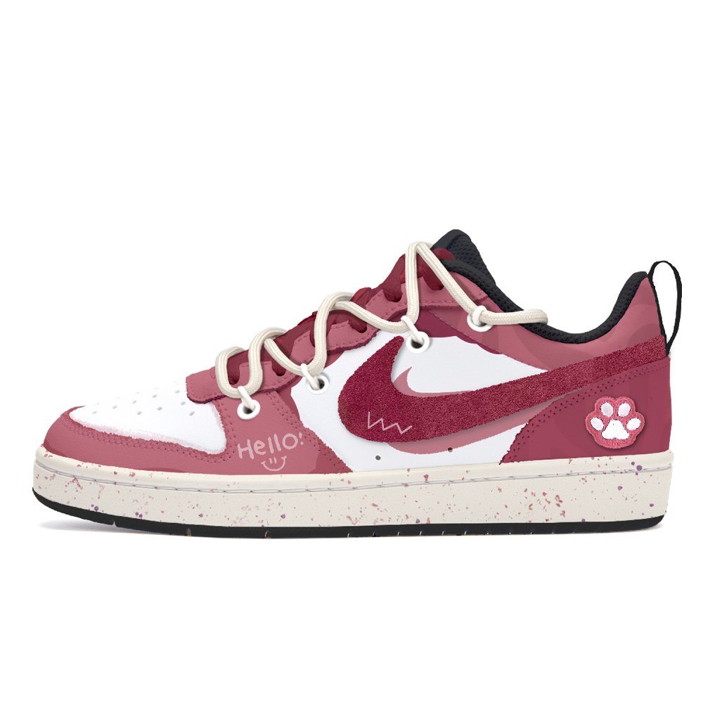 Nike Court Borough Anti-Slip Wear-Resistant Low-Top Skateboard Shoes GS Pink White