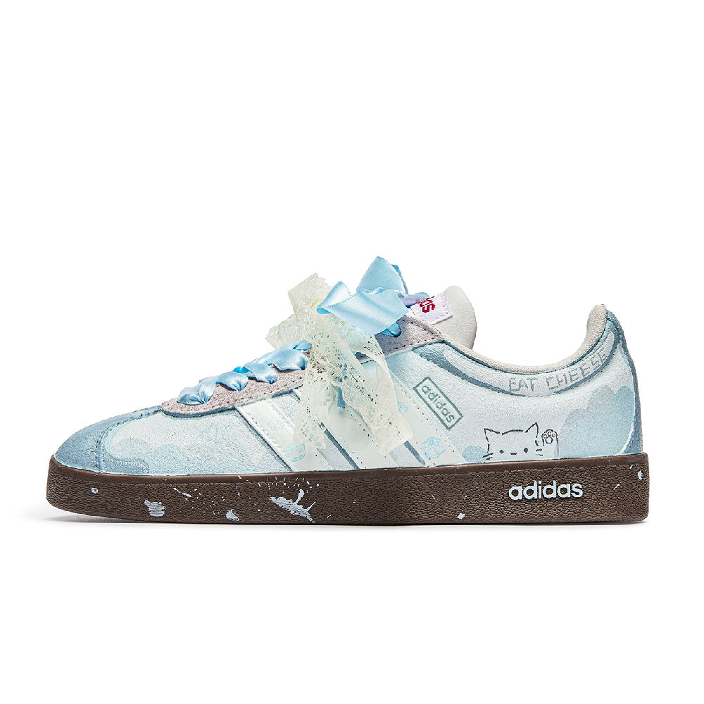 Adidas Neo VL Court Lifestyle Little Meowth Anti Slip Wear Resistant Low Top Skateboard Shoes Unisex Green Brown