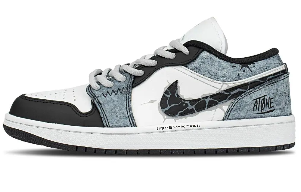 Jordan Air Jordan 1 Cushioning, Wear Resistant Low top Vintage Basketball Shoes Unisex Blue Black