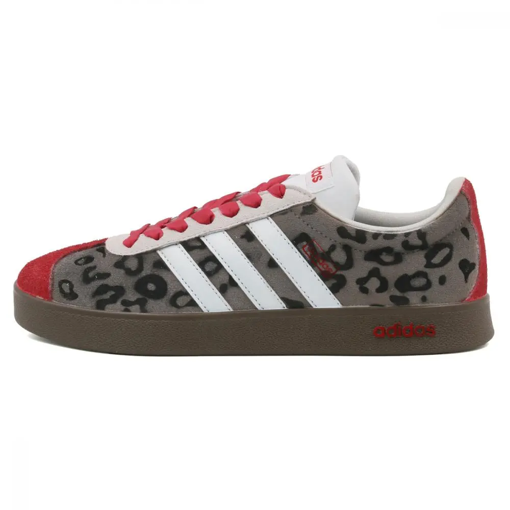 Adidas VL COURT 2.0 Leopard Print Red Light Abrasion Resistant Low top German Army Trainers Unisex Red Brown