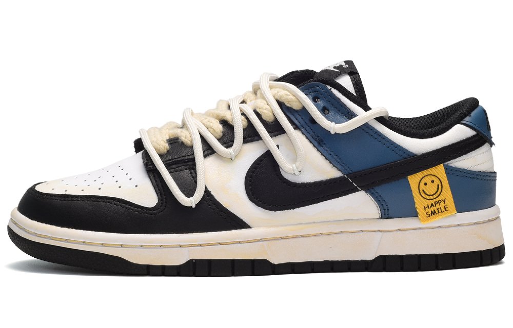 Nike Dunk Low Top Skateboard Shoes Women's Black White Blue