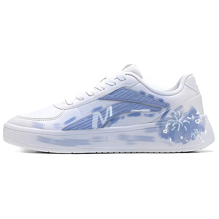LiNing Slip Resistant, Abrasion Resistant, Lightweight Low Top Skateboard Shoes Unisex White Blue