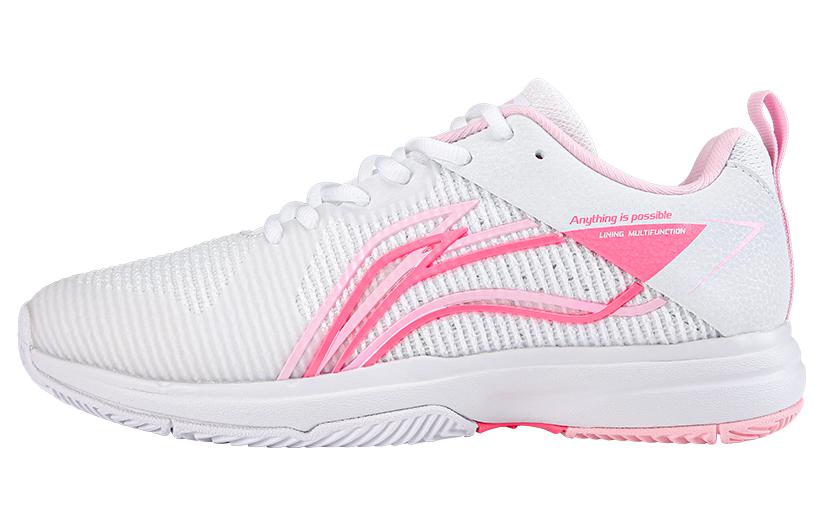 LiNing Anti-Slip Wear-Resistant Low-Top Casual Shoes Women's Pink White