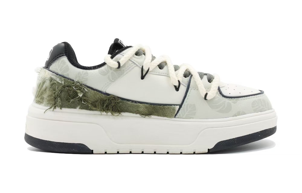 MLB Chunky Liner Cushioning Wear-Resistant Low-Top Skateboard Shoes Unisex Light Green White