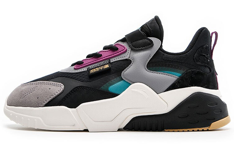 Anta Rubik's Cube Anti-Slip Wear-Resistant Low-Top Chunky Sneakers Men's Black Gray