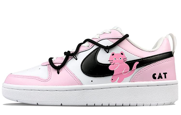 Nike Court Borough Anti-Slip And Wear-Resistant Lightweight Low-Top Skateboard Shoes Women's Pink Black White