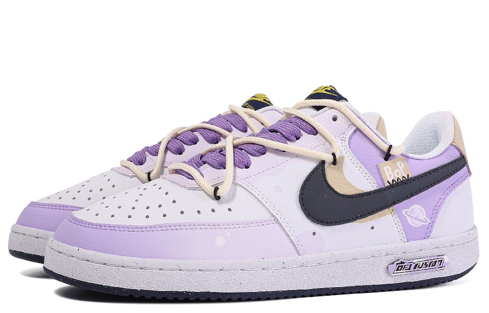 Nike Court Vision 1 Anti Slip Wear Resistant Low Top Skateboard Shoes Men's White Purple