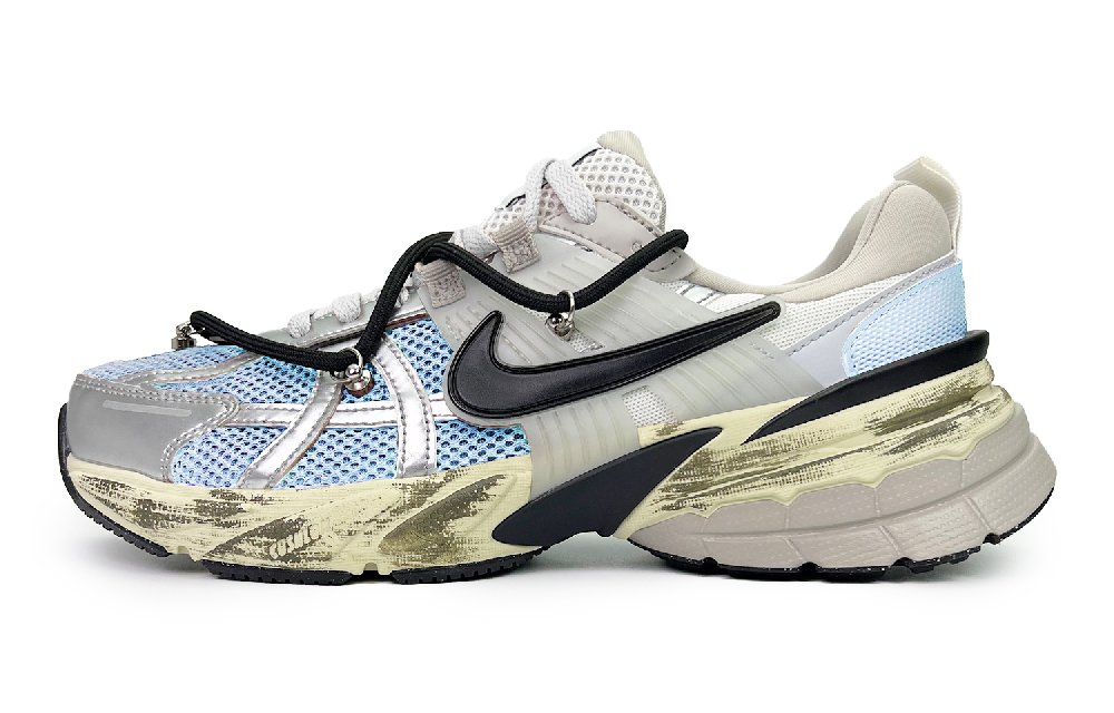 Nike V2K Run Low-Top Running Shoes Unisex Blue Silver