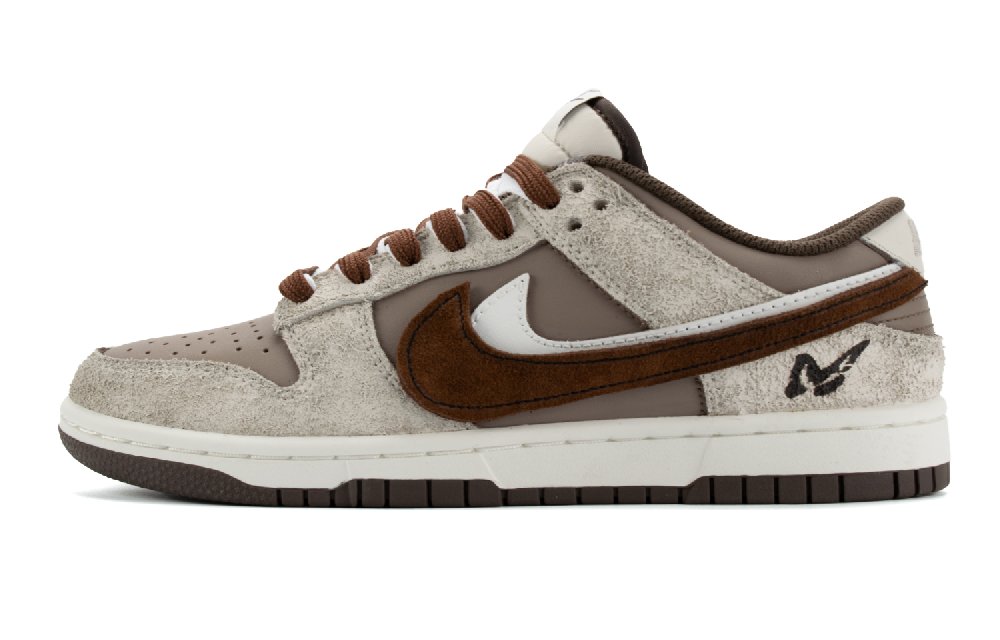 Nike Dunk Butterfly Anti-Slip Wear-Resistant Low-Top Skateboard Shoes Unisex White Brown