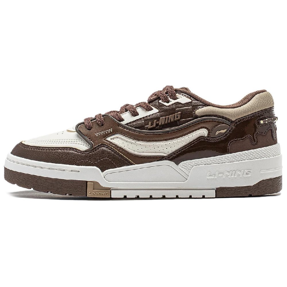 LiNing 001 BTC Slip-Resistant Cushioning Wear-Resistant Support Low-Top Skateboard Shoes Men's White Umber