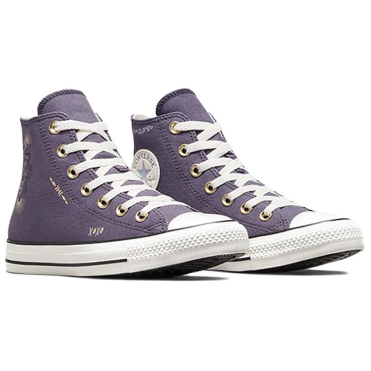 Converse Chuck Taylor All Star Anti-Slip Wear-Resistant High-Top Canvas Shoes Women's Purple White