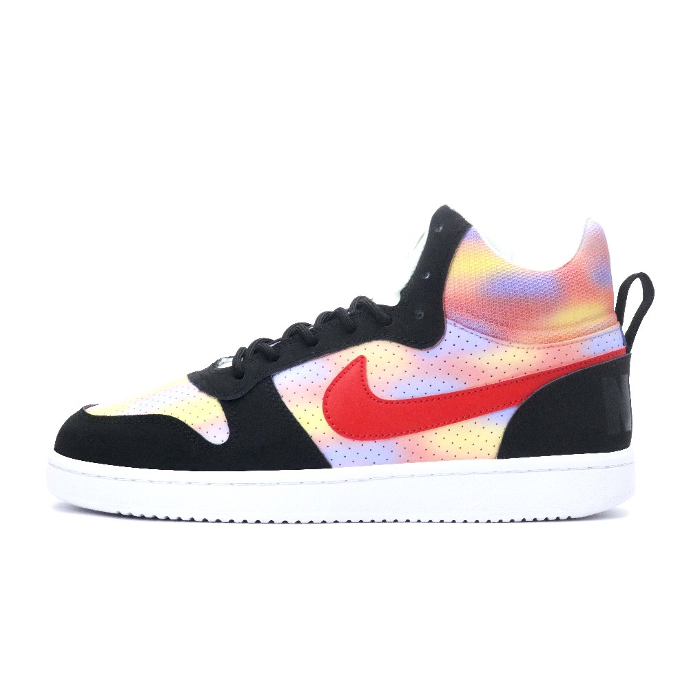 Nike Court Borough Dazzling Color Journey Breathable Slip-Resistant High-Top Skateboard Shoes Men's Black Red