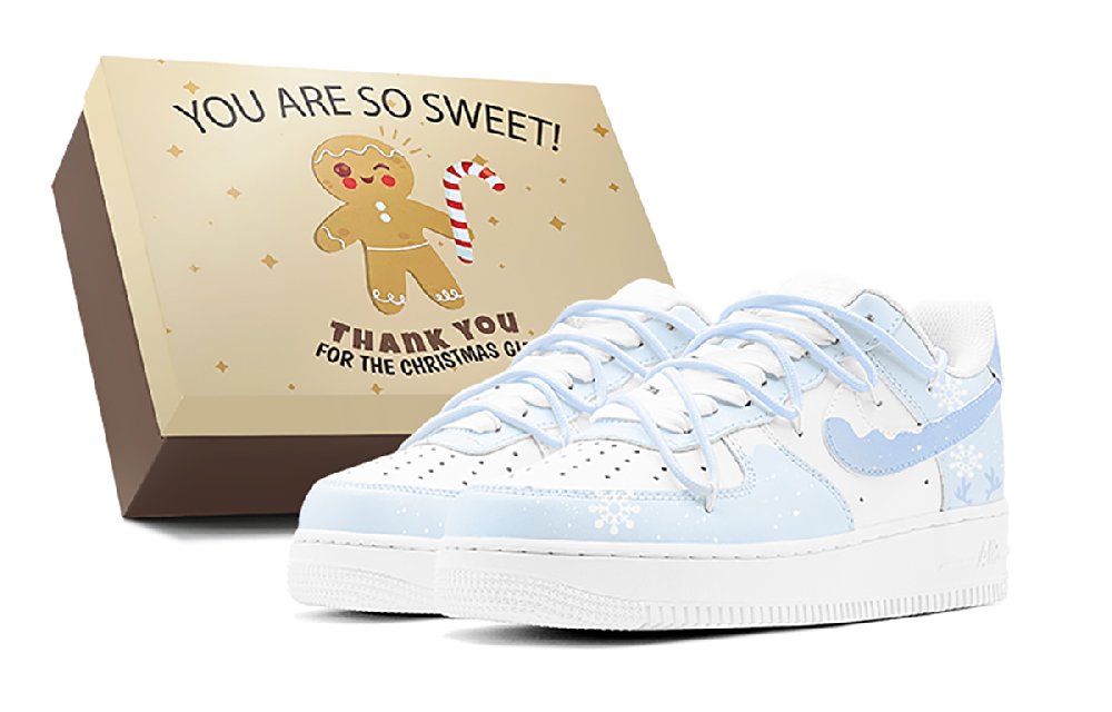 Nike Air Force 1 Air Force 1 Christmas Gift Encounter Icy Snow Deer Low Top Skateboard Shoes Women's Blue White