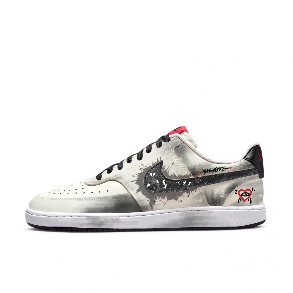 Nike Court Vision 1 Abrasion Resistant Low top Skateboard Shoes Unisex Beige Black