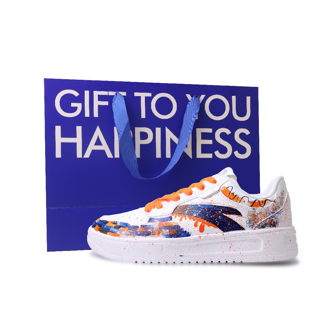 Anta Relaxed Anti Slip Wear Resistant Low Top Skateboard Shoes Men's White Black Orange