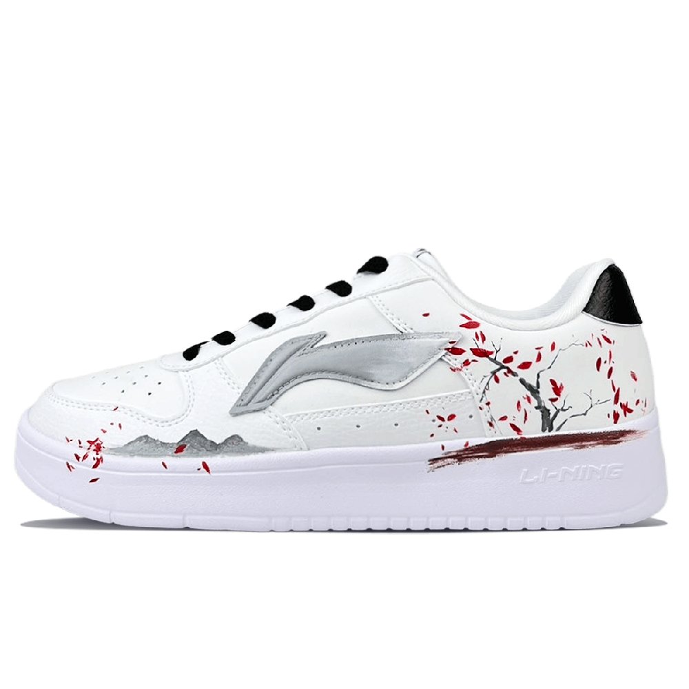 LiNing Pontoon Boats Anti-Slip Wear-Resistant Breathable Height Increasing Low-Top Skateboard Shoes Men's White Black