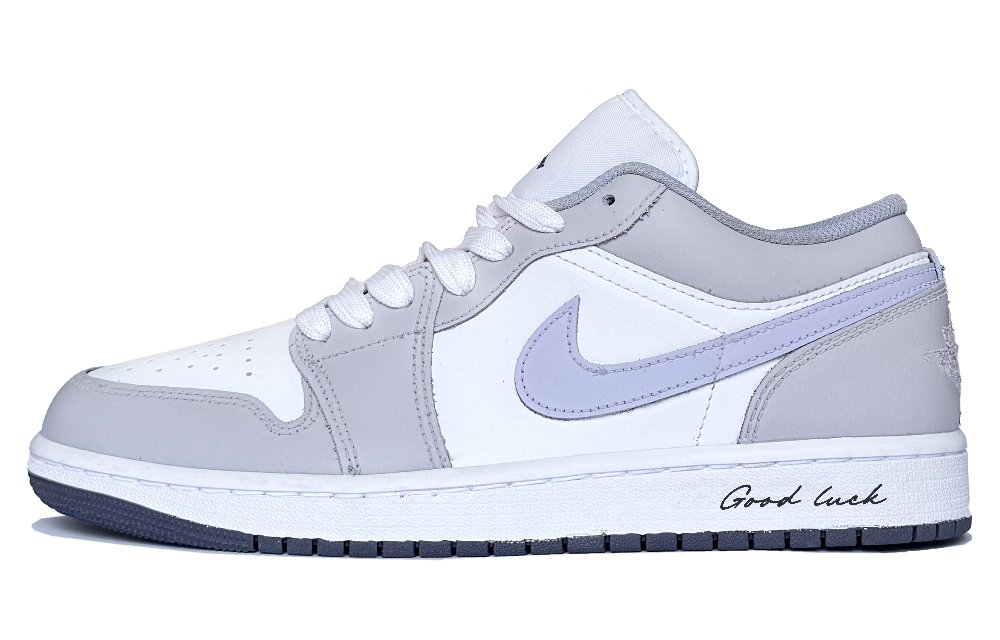 Jordan Air Jordan 1 Lunar Post, Sea Salt Grape Shock Absorbers Low Top Vintage Basketball Shoes Men's Purple White