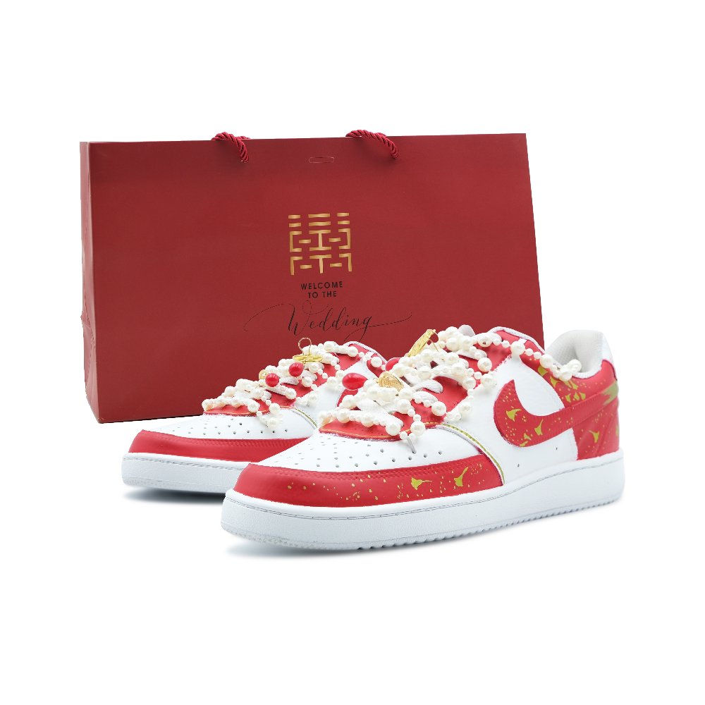 Nike Court Vision 1 Anti-Slip Wear-Resistant Low-Top Skateboard Shoes Men's Red