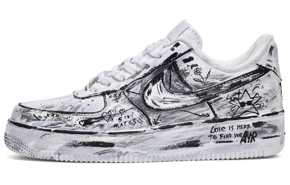 Nike Air Force 1 Low CUS ID Spring And Summer Outfit Ideas Low-Top Skateboard Shoes Women's Black White