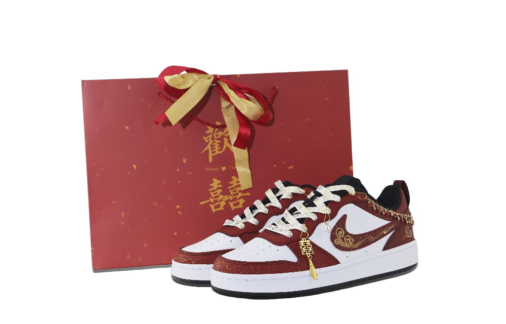 Nike Court Borough 2 Anti-Slip And Wear-Resistant Lightweight Low-Top Skateboard Shoes Women's Red