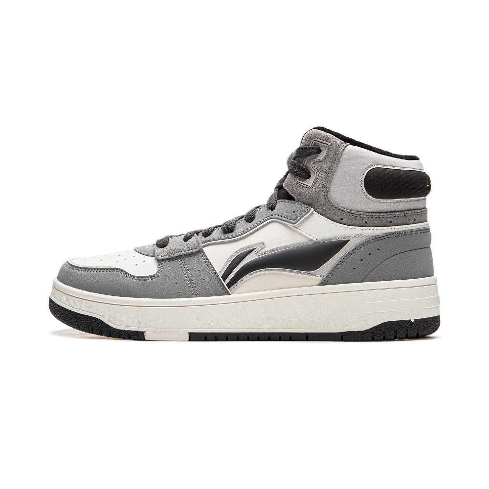 LiNing Tianji SOFT HI Non-slip Lightweight Mid-Top Skateboard Shoes Unisex White Gray