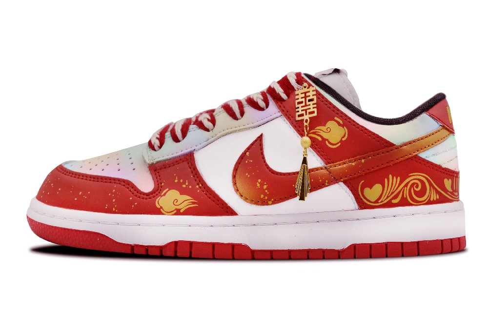 Nike Dunk Low Top Skateboard Shoes Unisex Gold Red