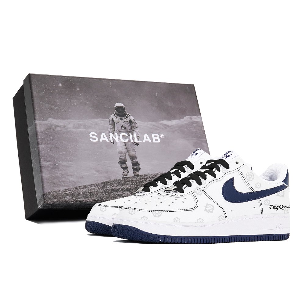 Nike Air Force 1 Non-slip Lightweight Low-Top Skateboard Shoes Men's White Blue