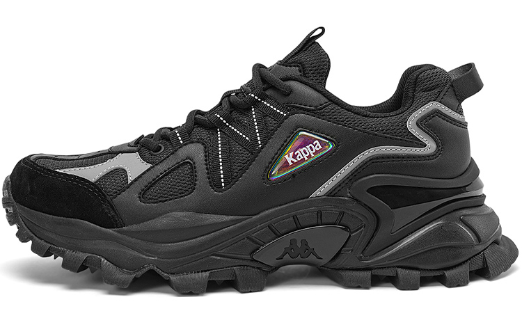 Kappa Cushioning Anti-Slip And Wear-Resistant Coverage Low-Top Chunky Sneakers Unisex Black Gray