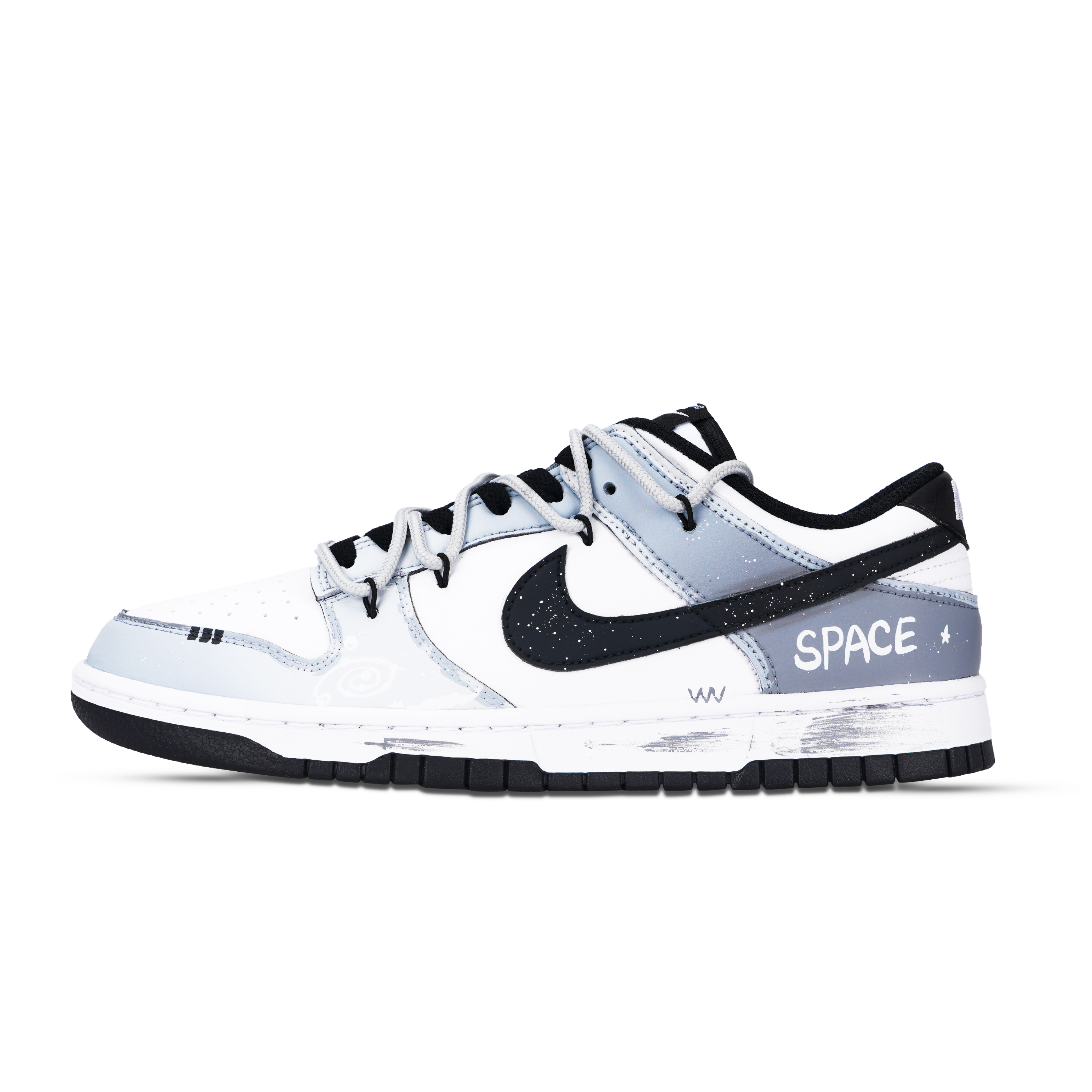 Nike Dunk Astronaut Abrasion Resistant Low top Skateboard Shoes Unisex Black White Gray