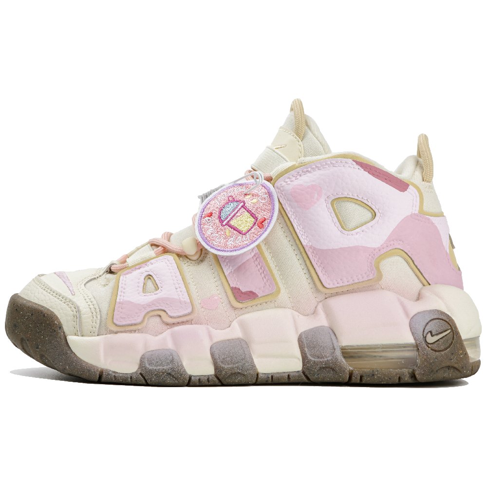 Nike Air More Uptempo Vintage Basketball Shoes Women's Mid-Top Beige Pink