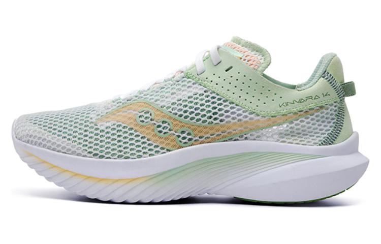 Saucony Kinvara 14 Slip Resistant, Abrasion Resistant, Lightweight Low Top Casual Running Shoes Women's White Green