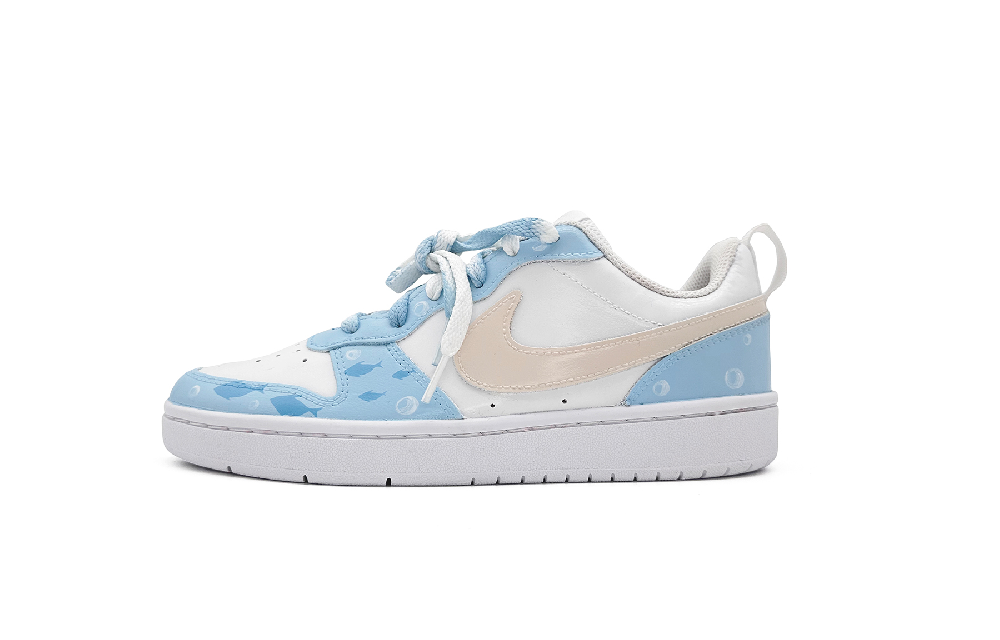 Nike Court Borough Anti-Slip Wear-Resistant Low-Top Skateboard Shoes Women's Beige White Blue