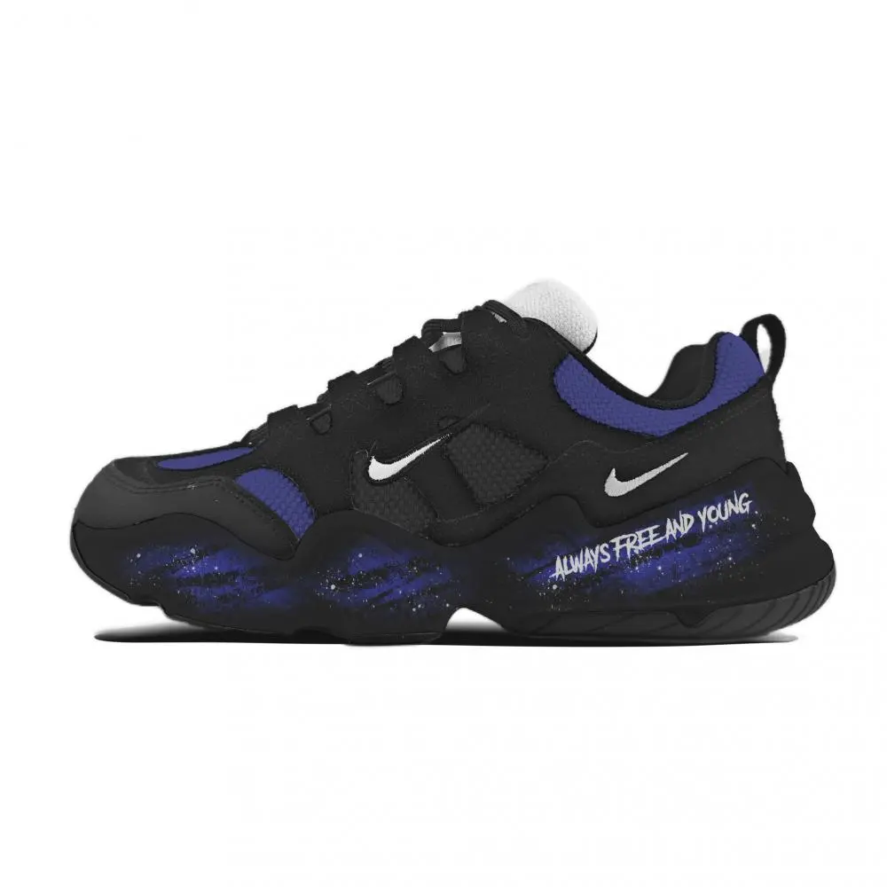 Nike Tech Hera Ink Blue Graffiti Wear resistant And Lightweight Low top Casual Shoes Unisex Black