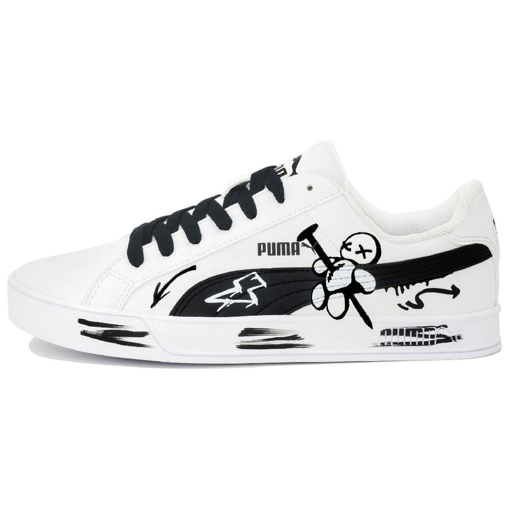 PUMA Smash Vulc Impact Resistance, Abrasion Resistant, Quick Dry Low Top Skateboard Shoes Unisex Black White
