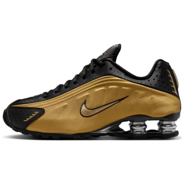 Nike Shox R4 Black Metallic Gold Women's