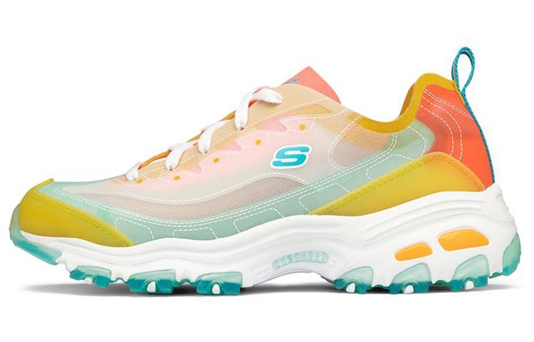 Skechers D'LITES 1.0 Cushioning Anti-Slip Wear-Resistant Breathability Mid-Top Casual Shoes Women's Yellow Blue