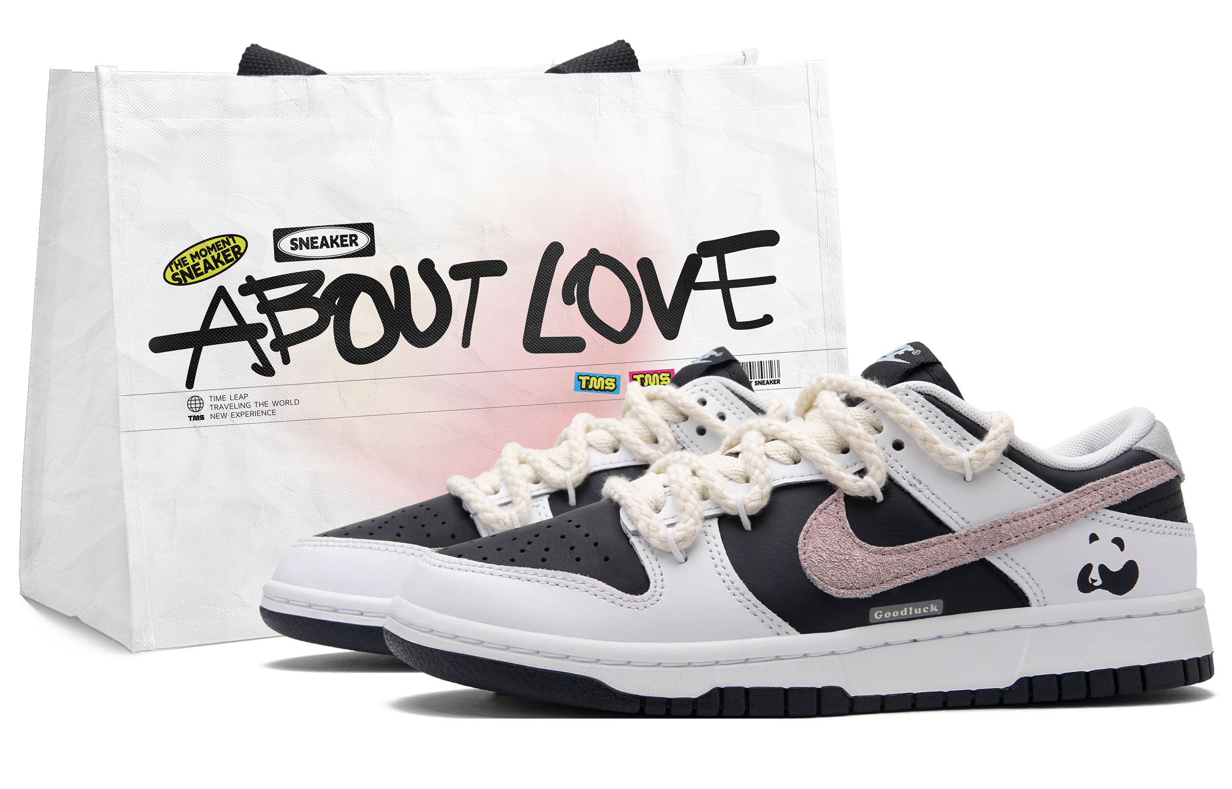 Nike Dunk Peach Panda Low top Skateboard Shoes Unisex Black White
