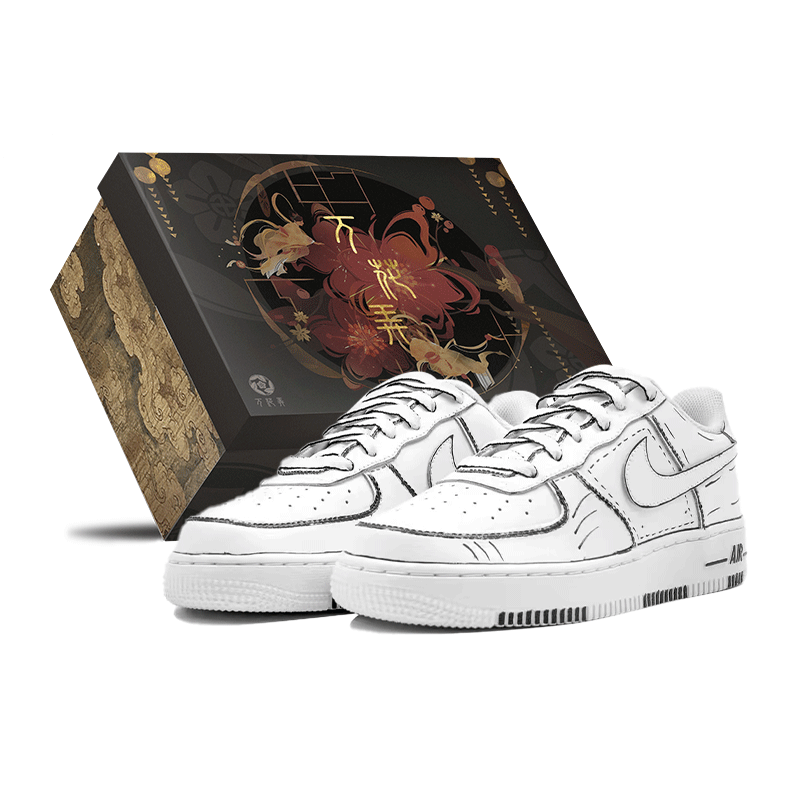 Nike Air Force 1 07 Myriad Blossoms, Anime Comic, Box Slip Resistant Low Top Skateboard Shoes Unisex Black White