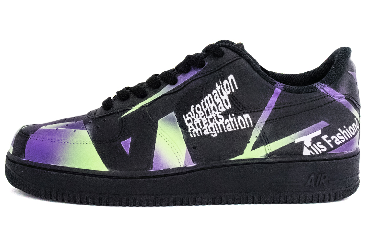 Nike Air Force 1 Skateboard Shoes Women's Low-Top Black Purple/Green