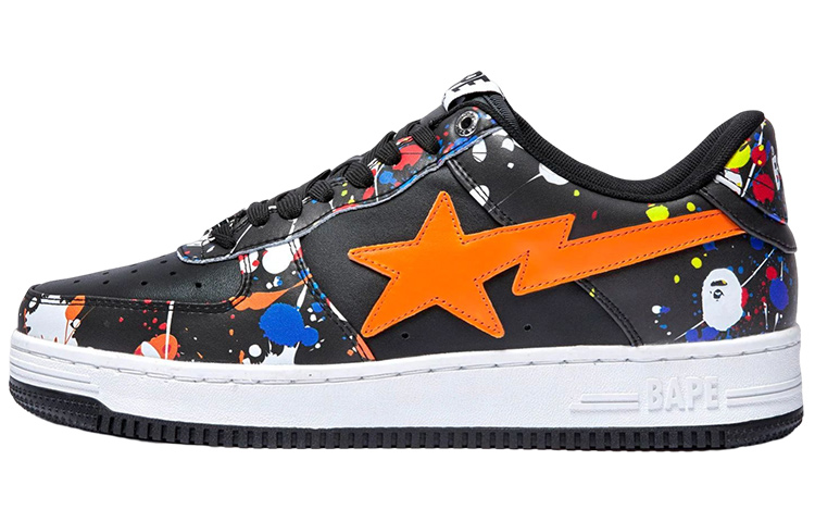 A BATHING APE STA Stylish Skateboarding Shoes Men's Black Orange