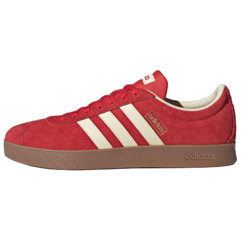 Adidas Vl Court Classic Anti Slip Wear Resistant Low Top Skateboard Shoes Unisex Red