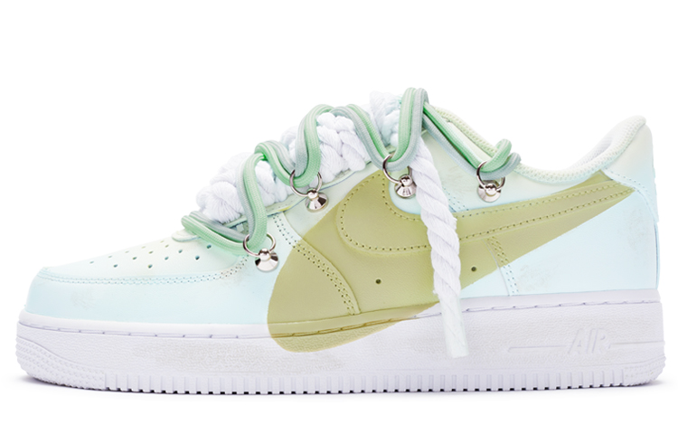 Nike Air Force 1 Anti Slip Wear Resistant Low Top Skateboard Shoes Women's Avocado Green Blue