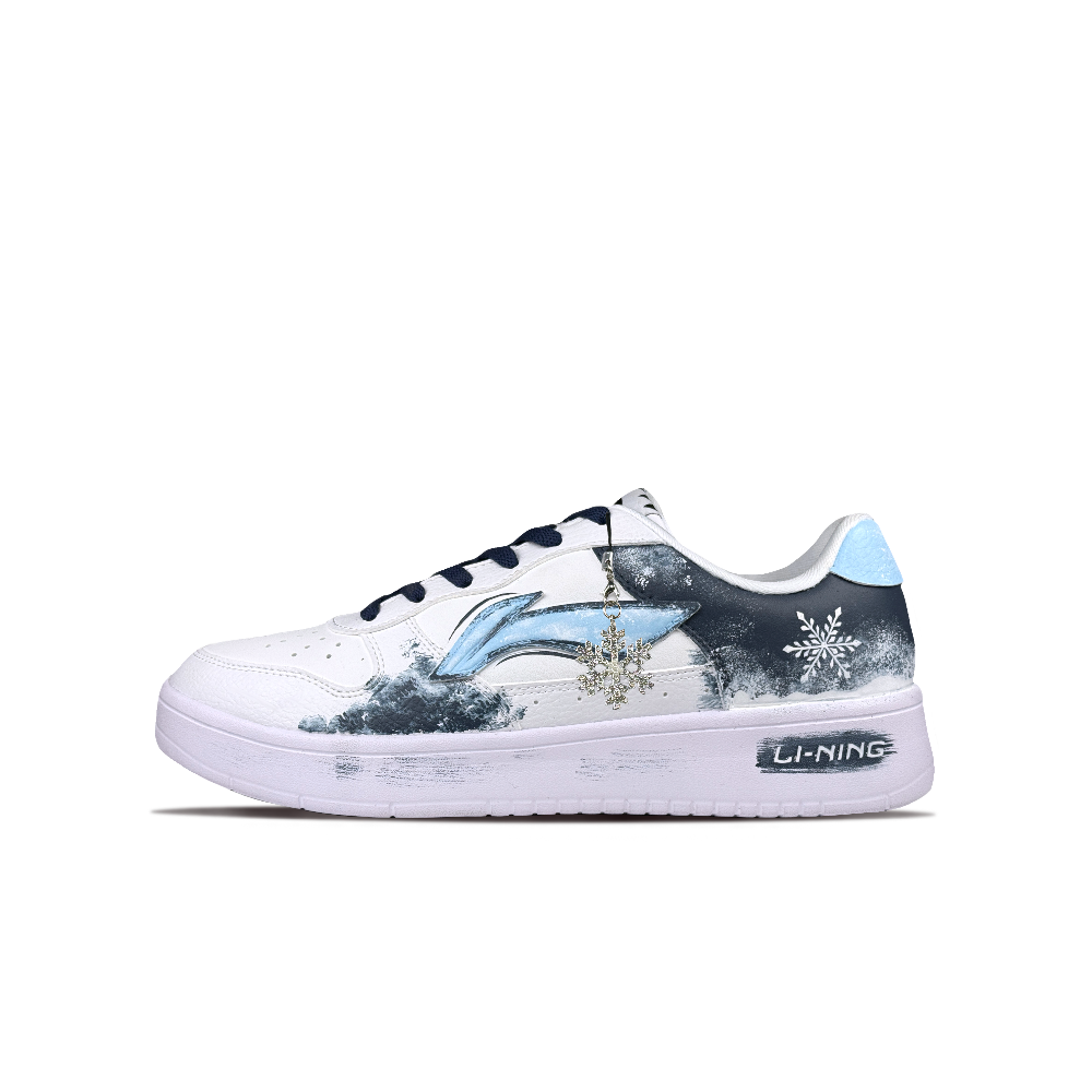 LiNing Pontoon Boats Anti-Slip And Wear-Resistant Breathable Low-Top Skateboard Shoes Men's White Blue
