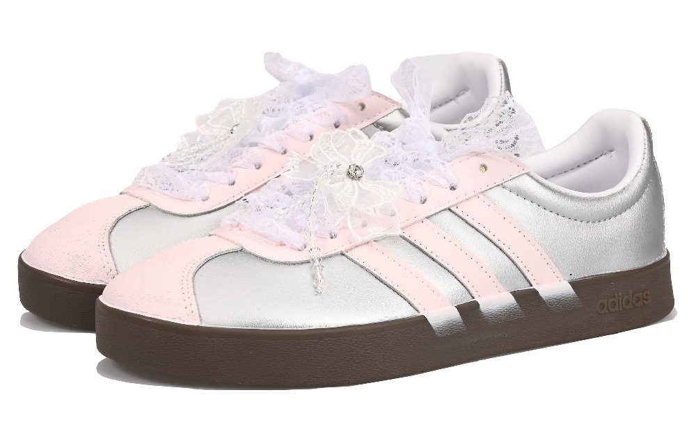 Adidas Neo VL Court 2.0 Pink Galaxy Vlad Low Top Skateboard Shoes Unisex Pink Silver