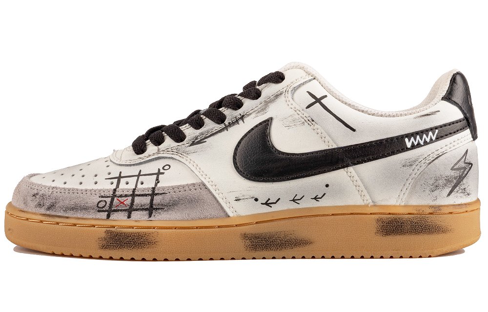 Nike Court Vision 1 Abrasion Resistant Low Top Skateboard Shoes Men's Beige Black