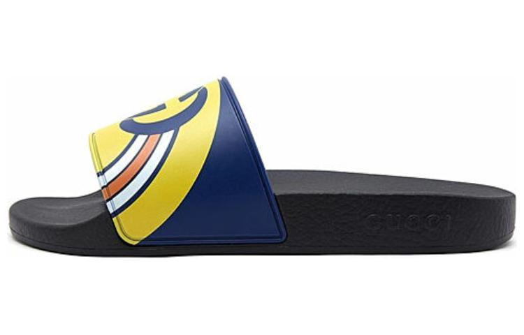 GUCCI Pursuit Logo Slides 'Gold Navy'