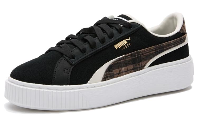 PUMA Suede Plat Form Plaid 'Black' Women's